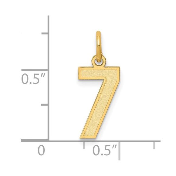 14k Yellow Gold, Jersey Collection, Small Number 7 Pendant - Picture 4 of 5